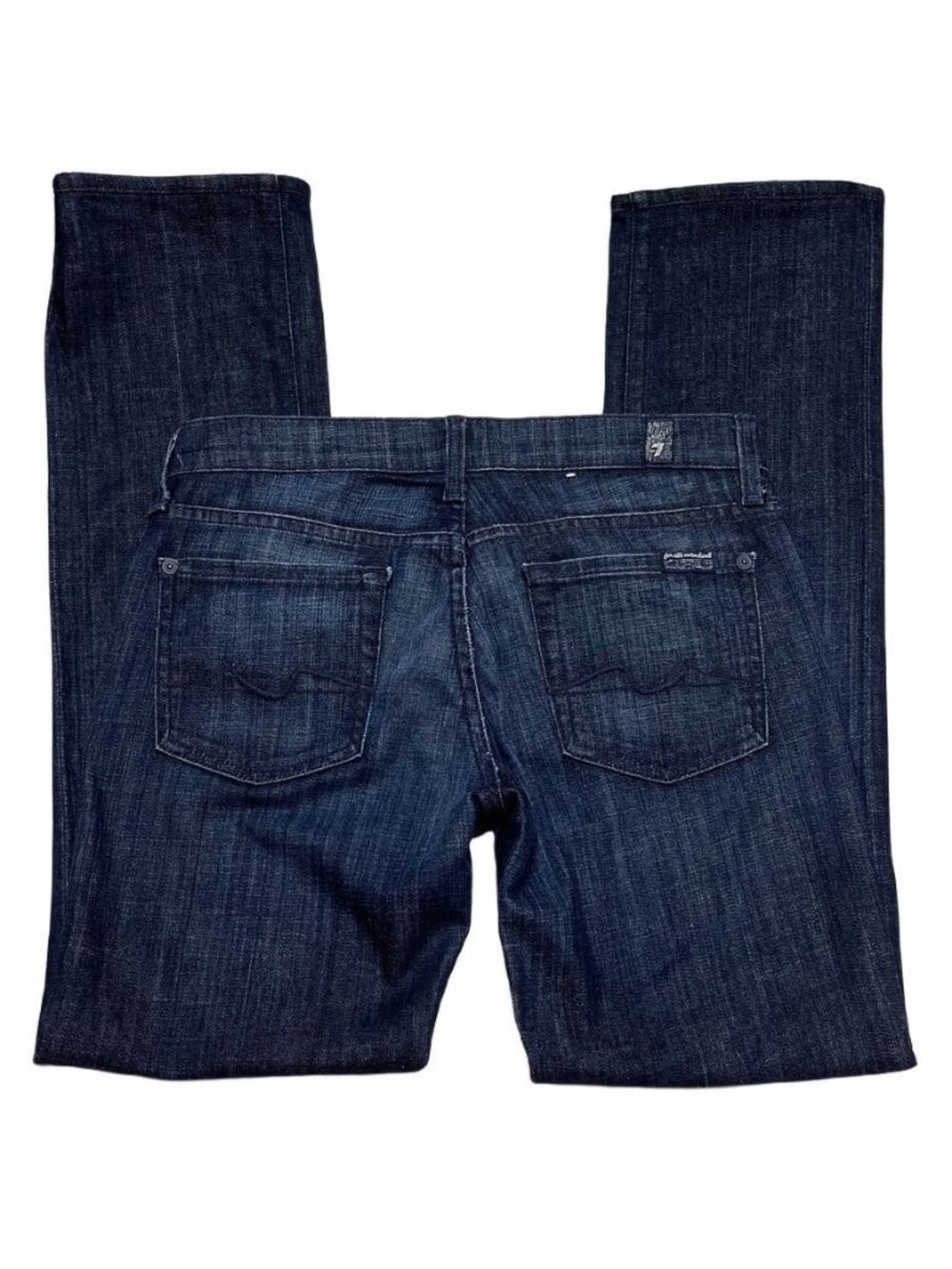 7 for ALL MANKIND Jeans Raw Wash Stretch Low Waist Straight Leg Women's Size 26